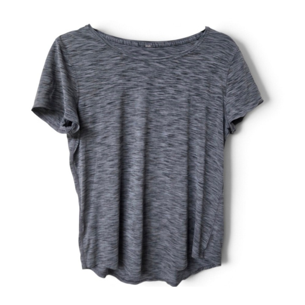 Lululemon Long Distance Short Sleeve Shirt Heathered Black Space Dye Size 8 10